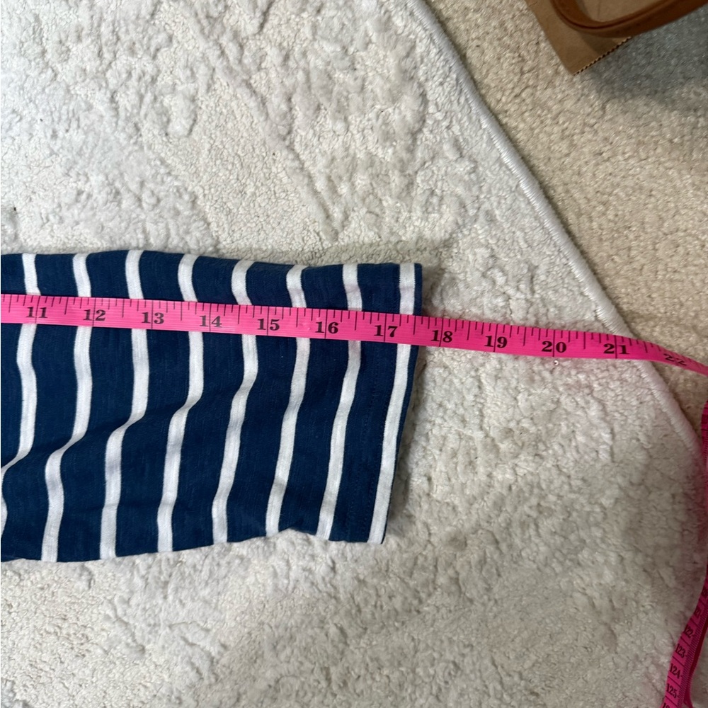 Pact Organic Cotton Striped Tee XL Blue White V Neck 3/4 Sleeve Top - Picture 6 of 8